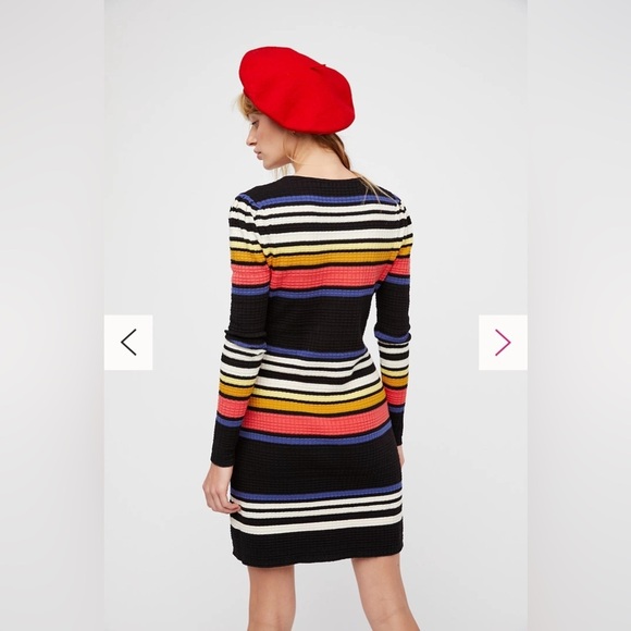 Free People Gidget Striped Sweater Mini Dress Multicolor Size S - Picture 3 of 10